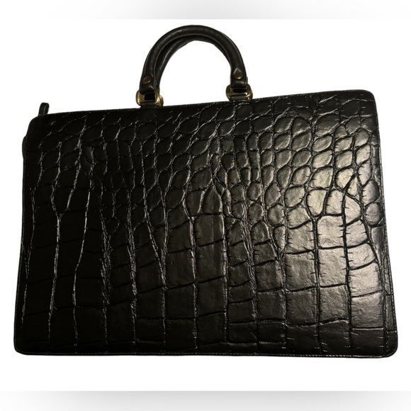 Vintage Black Jackson Pebbled Leather Briefcase Attaché IPad Laptop Case MINTY - Picture 2 of 8